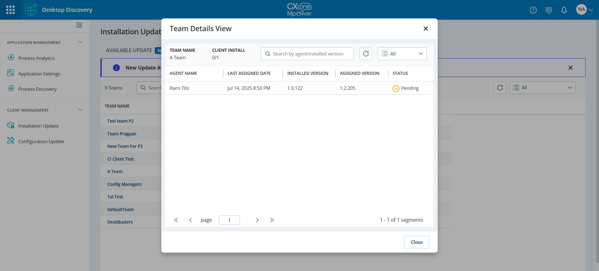 Image of Team Details View dialog.